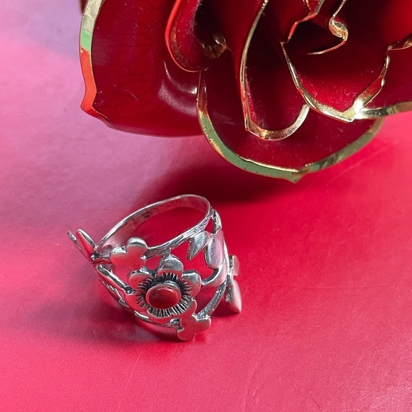 925 Silver Rings,Elegant Silver Leaf Ring Size 7” - Picture 3 of 12